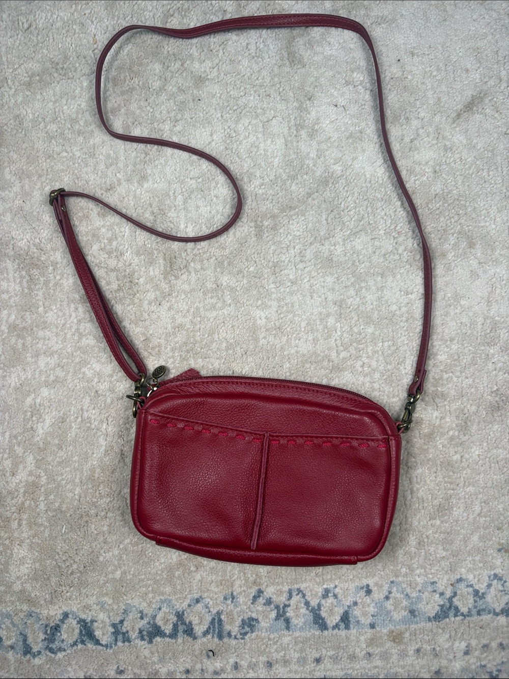 The Sak Burgundy Leather Crossbody with Front Pockets